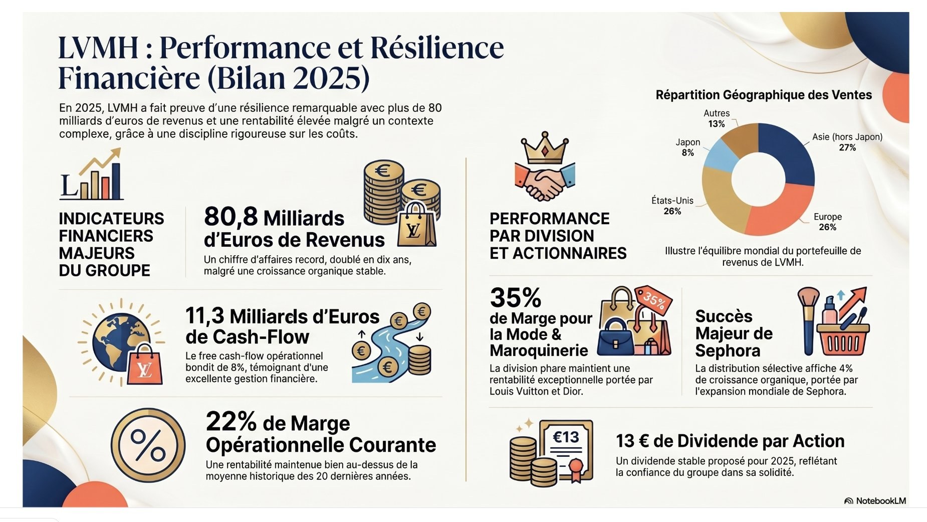 Infographie générée par NotebookLM — performance financière LVMH 2025 (v1)