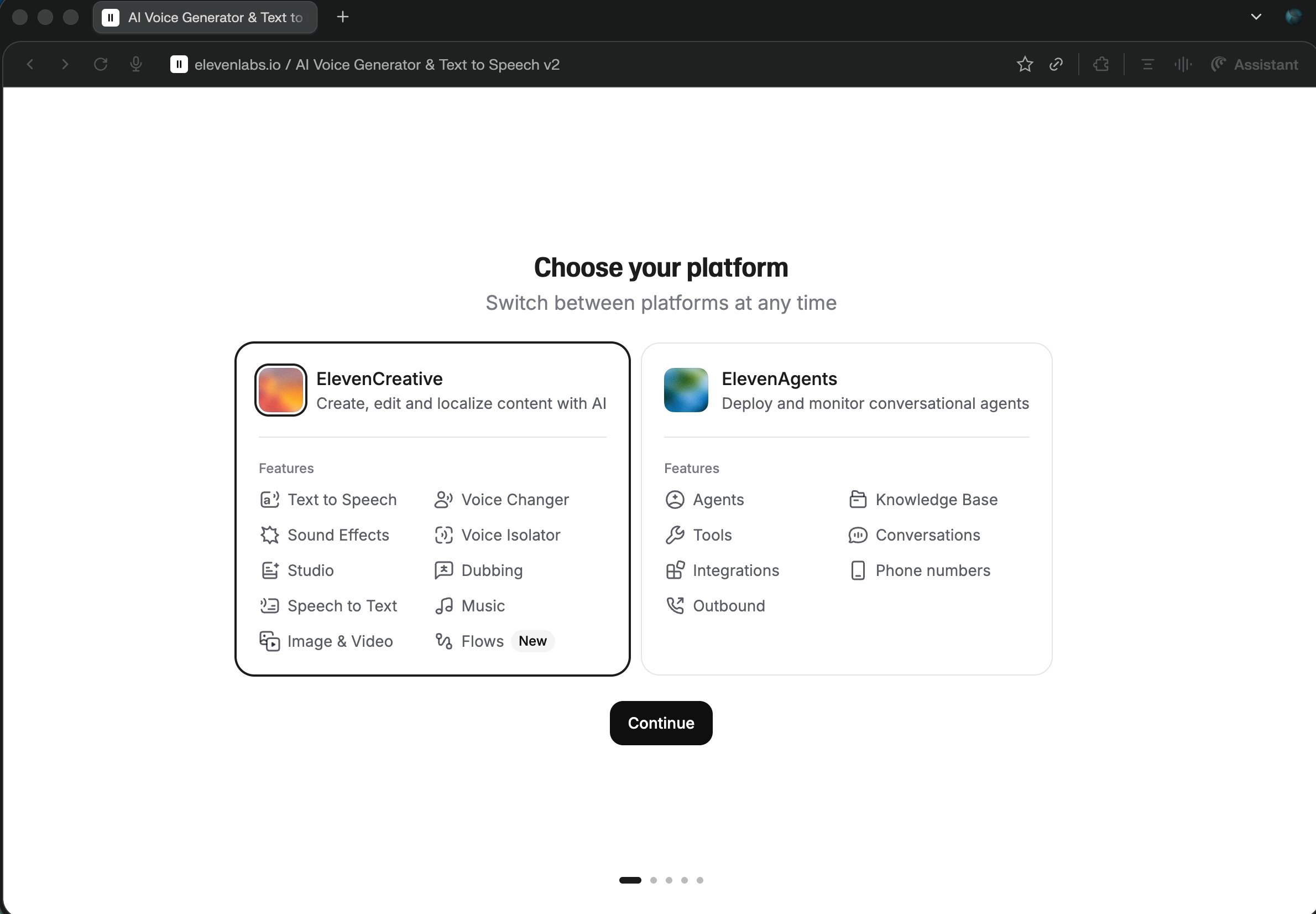 ElevenLabs propose deux plateformes : ElevenCreative pour la création de contenu (voix, vidéos, effets sonores) et ElevenAgents pour les agents conversationnels