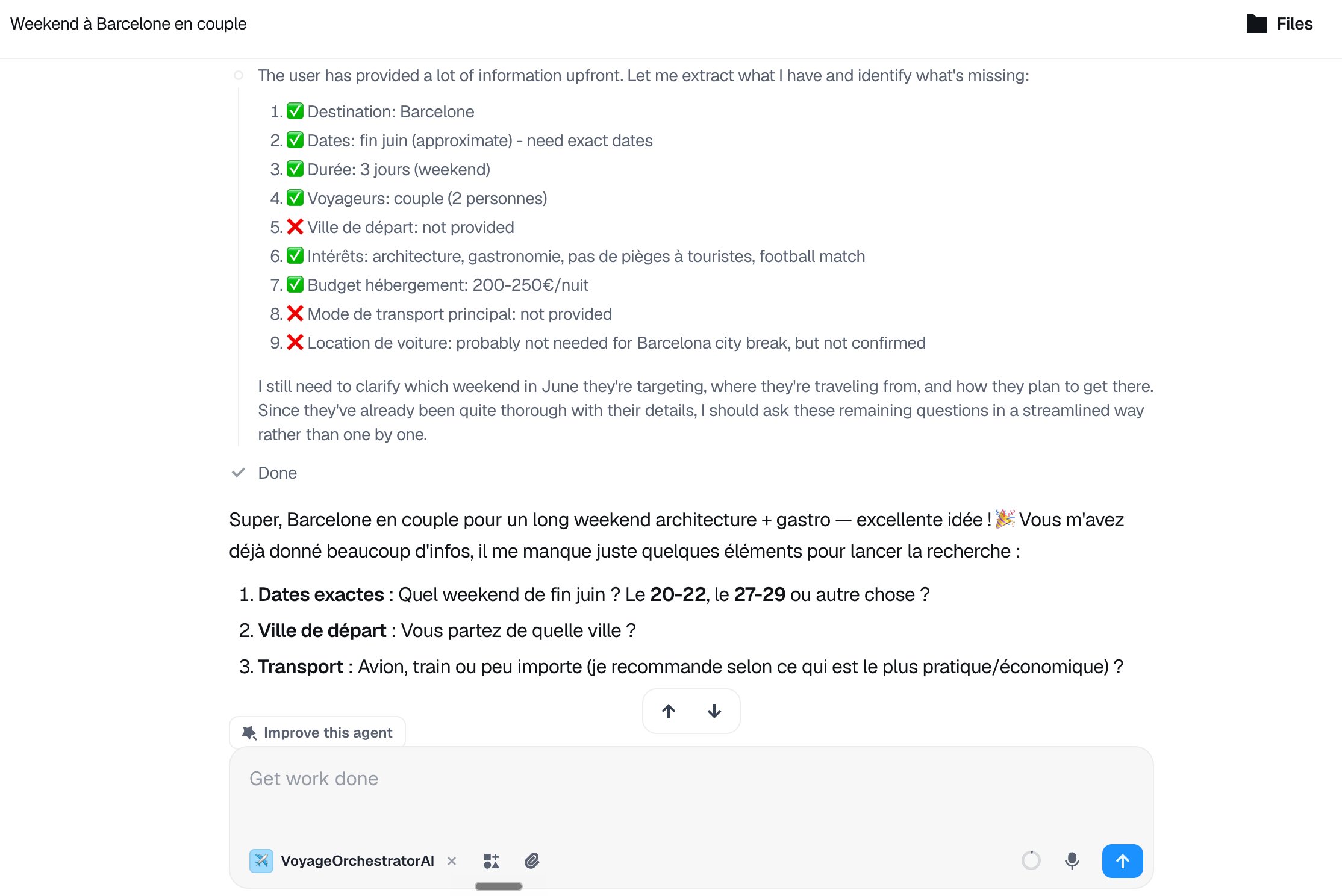 L'orchestrateur clarifie le brief