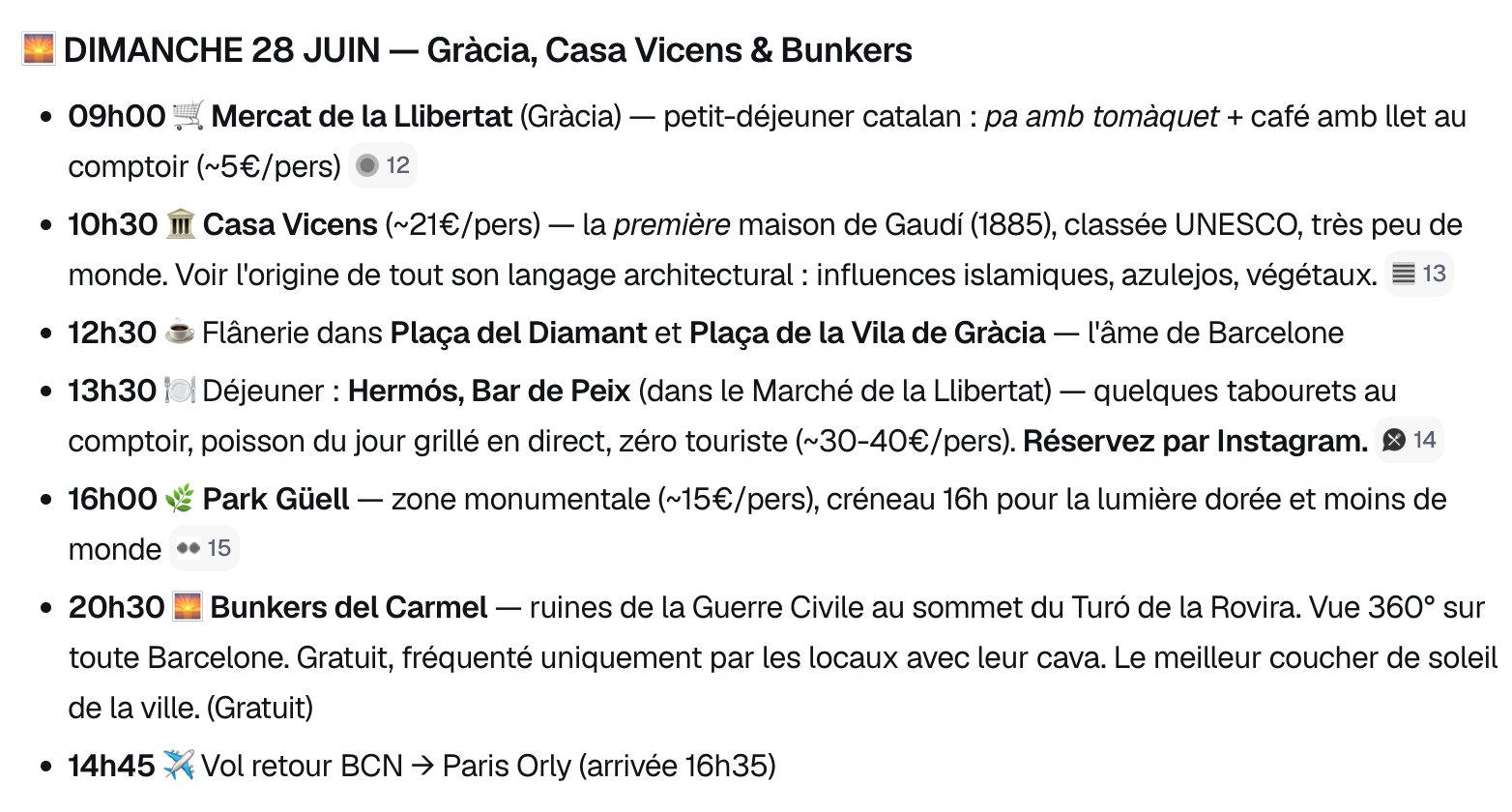 Itinéraire du dimanche à Barcelone, quartier Gràcia