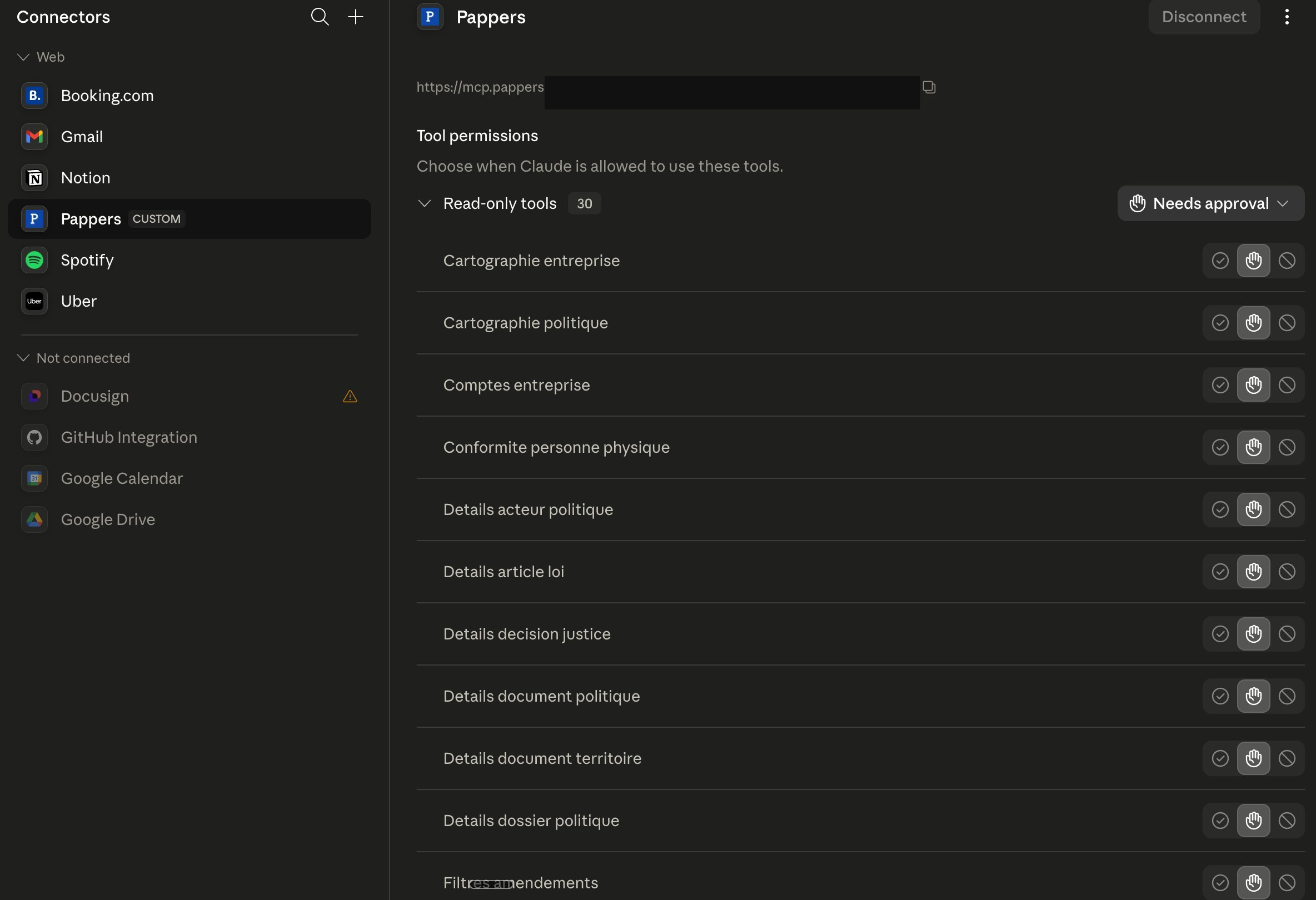 Le connecteur Pappers installé avec ses 30 outils