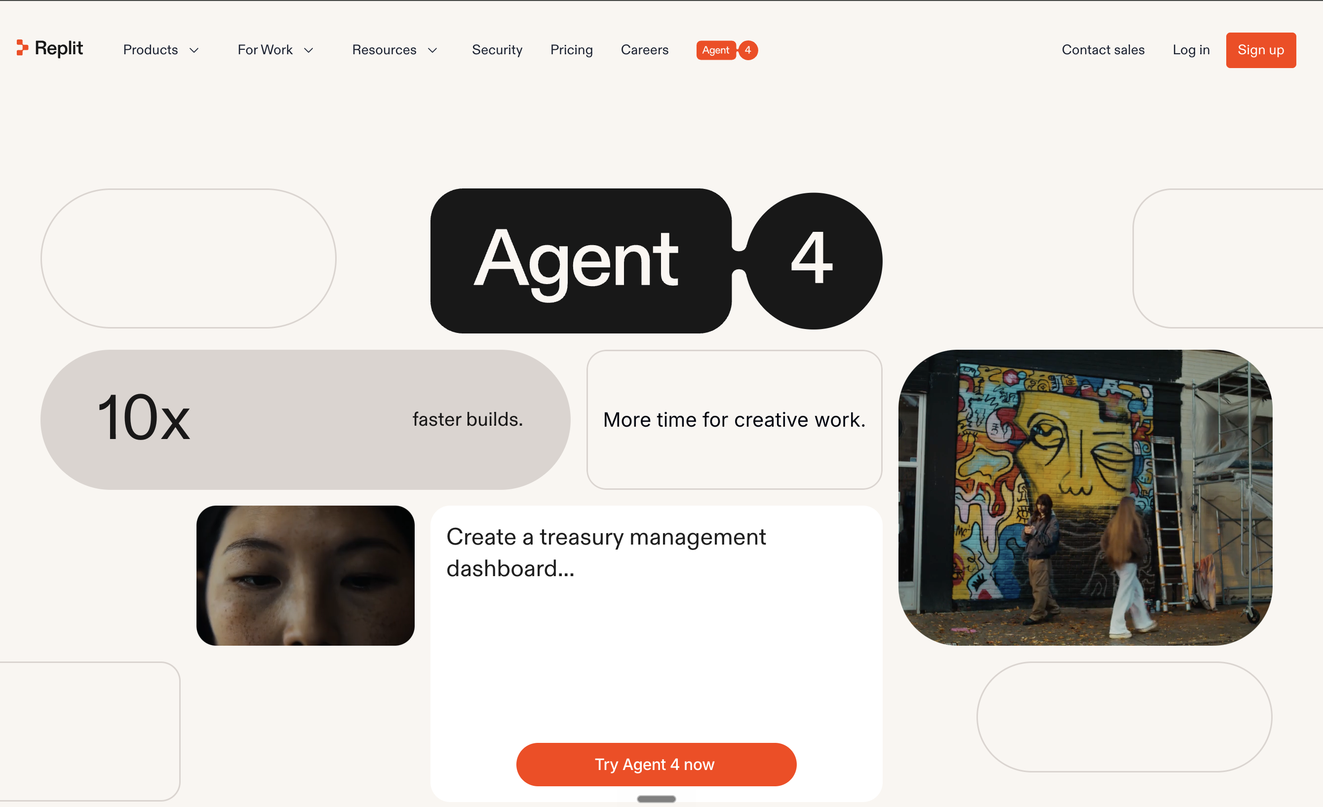 La page Agent 4 de Replit