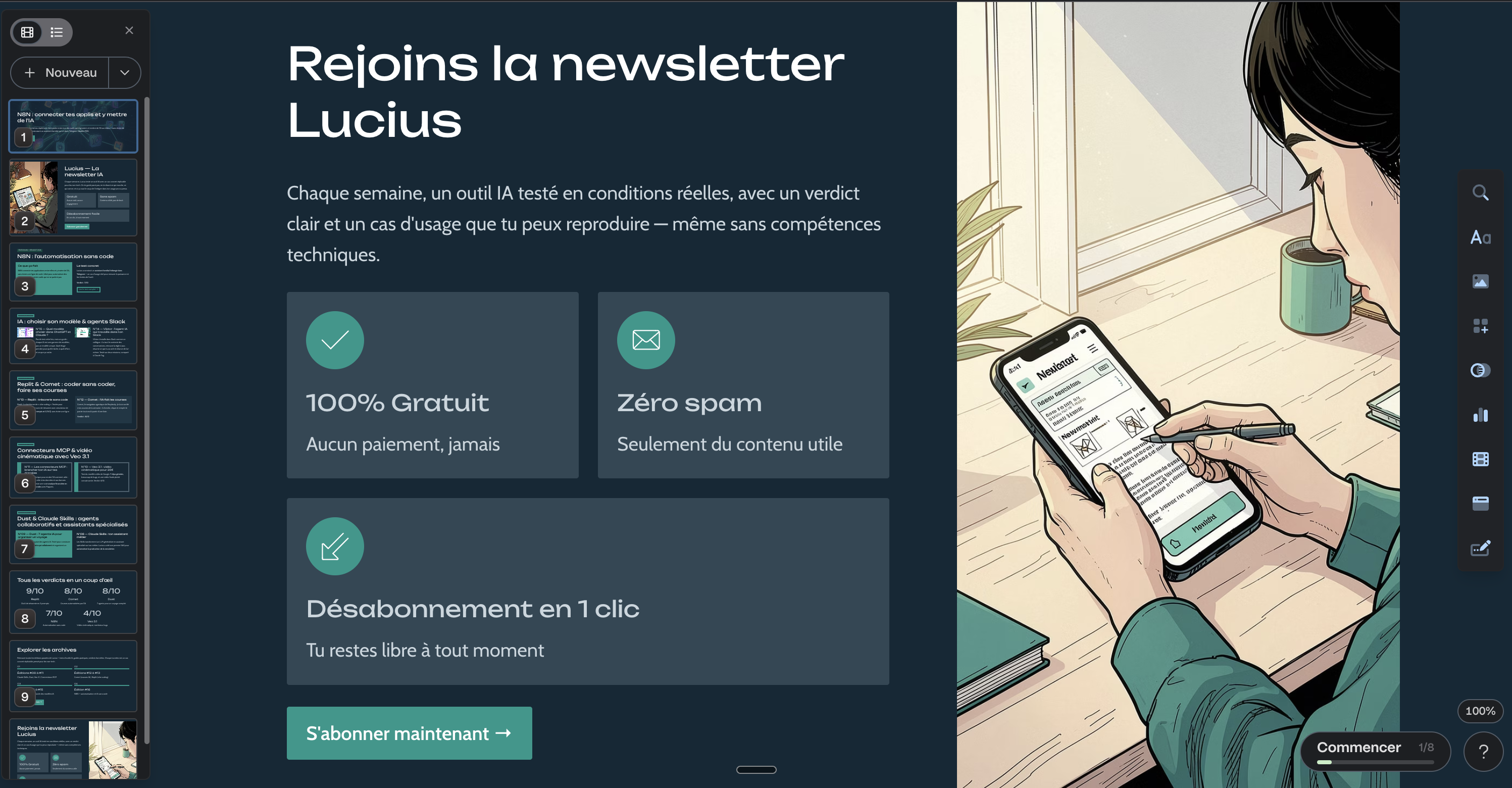 Site Lucius généré par Gamma, seconde version