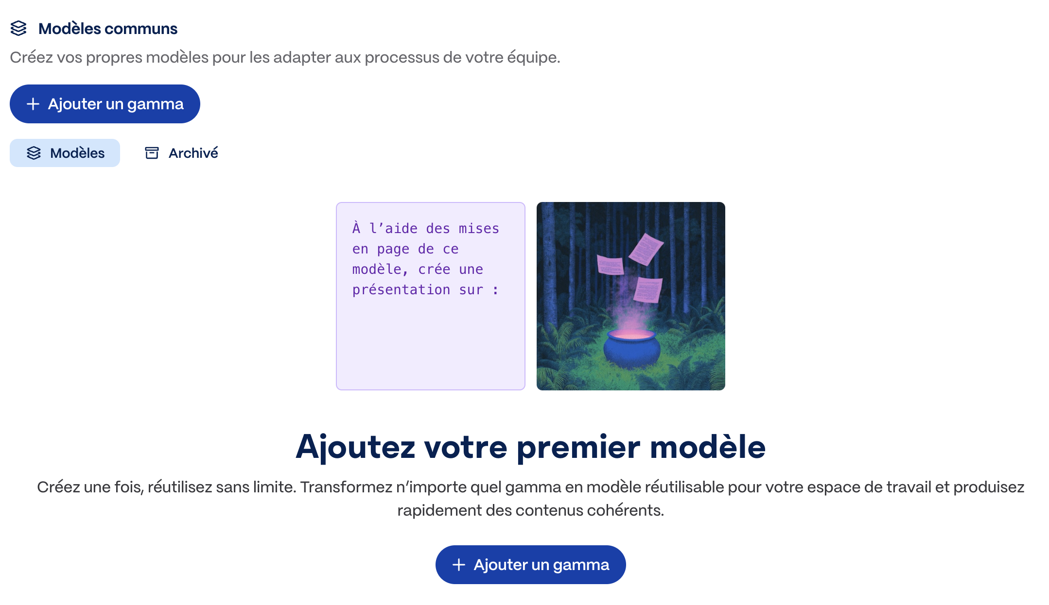 Écran Modèles communs de Gamma